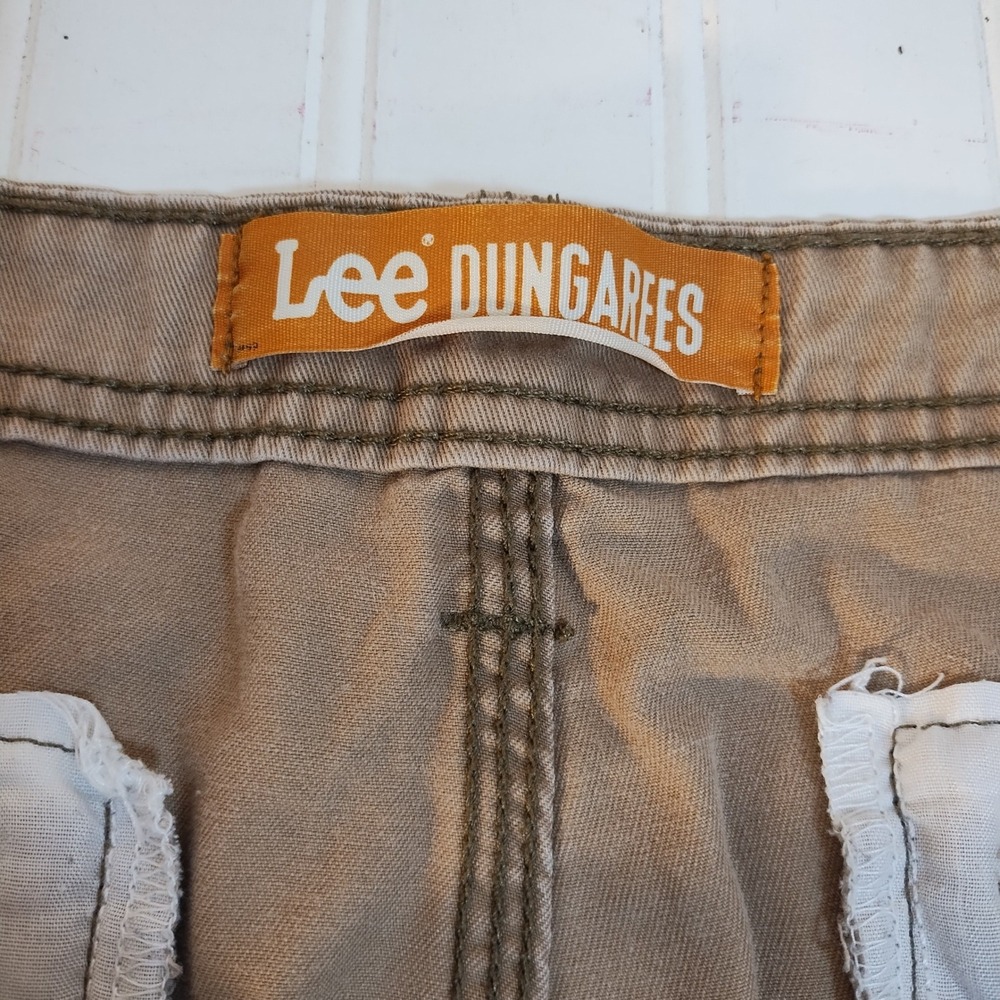 VTG Lee Dungarees Mens 42 Cargo Shorts Tan Khaki Cotton Gorpcore Utility 90s Y2K - Picture 4 of 8
